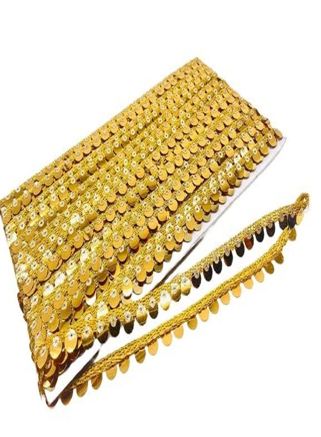 BriKSHi Designer Golden LACE 10MM (9METER) Used for Trims, Borders, Embroidered Laces, Applique, Fabric lace, Sewing Supplies, Cotton Work lace K-94 - Image 1